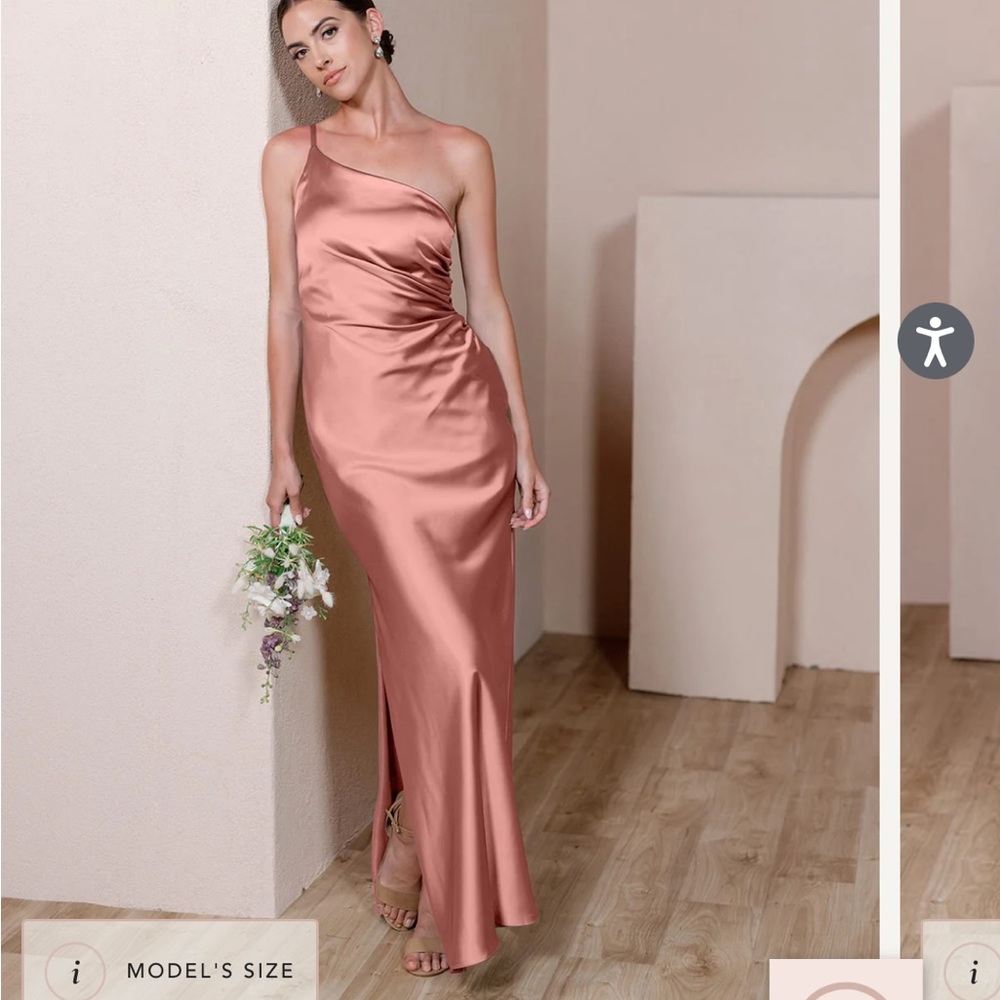 Revelry Jade Satin Dress in Desert Rose. Size 4